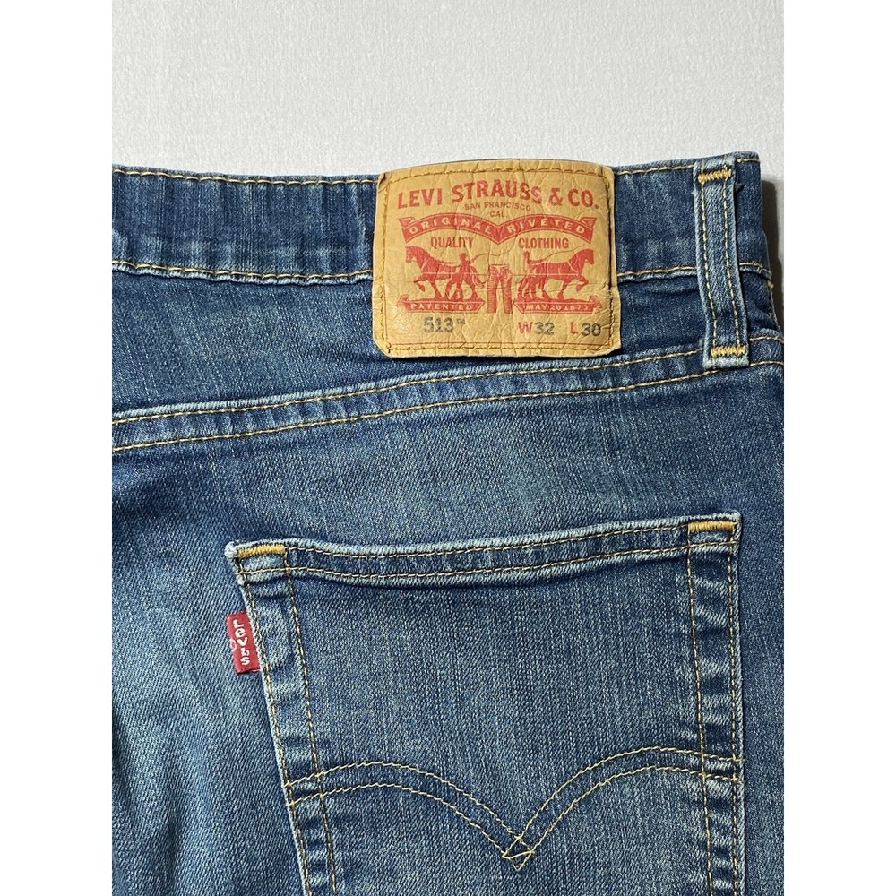 Levis 513 Jeans Mens 32x30 Slim Straight Stretch Blue Denim Medium Wash - Picture 7 of 10